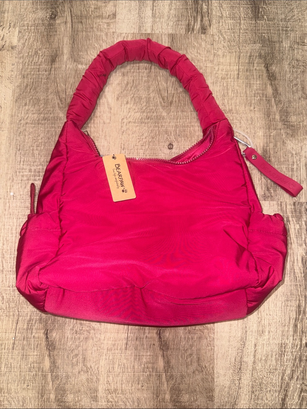 BearPaw Hot Pink Ruched-Handle Shoulder Bag